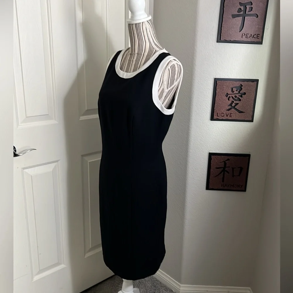 Vintage Donna Ricco black n white Sleeveless pencil slit dress size 12 - Picture 4 of 7